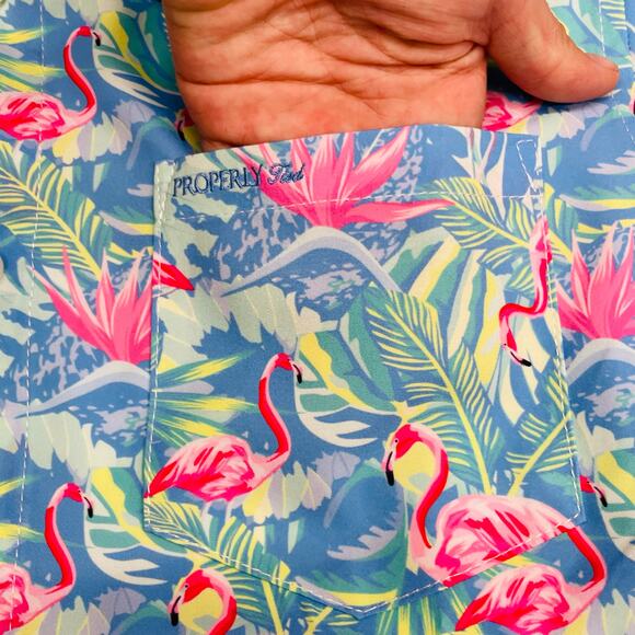 NWT Shordees by PT YS Floral Flamingo Shirt - Picture 3 of 5